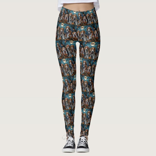 American English Foxhound Halloween Spooky Leggings (Vorderseite)