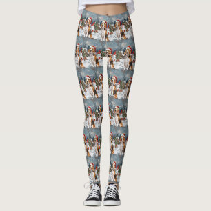 American English Foxhound Hund Winter Weihnachtsfr Leggings