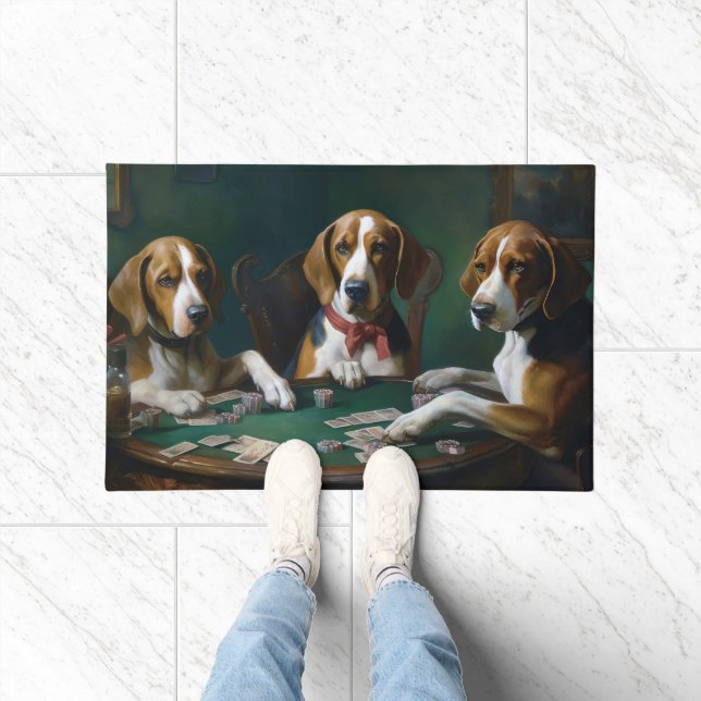American English Foxhound Hunde Poker Art Fußmatte (Indoor)