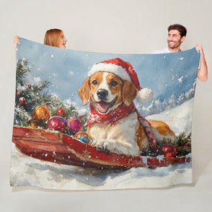 American English Foxhound im Schlitten Weihnachten Fleecedecke
