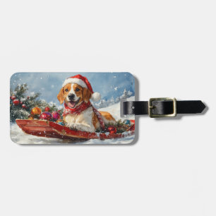American English Foxhound in Sledge Christmas Gepäckanhänger