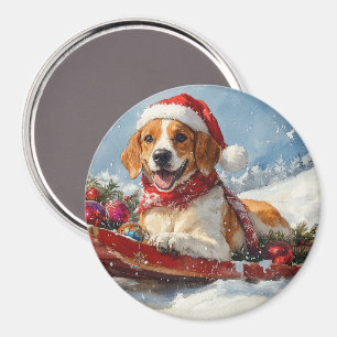 American English Foxhound in Sledge Christmas Magnet