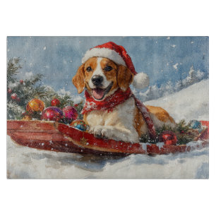 American English Foxhound in Sledge Christmas Schneidebrett