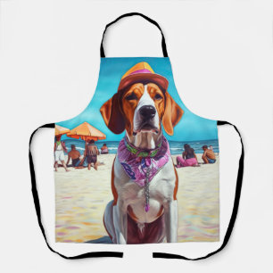 American English Foxhound on Beach, Sommergeschenk Schürze