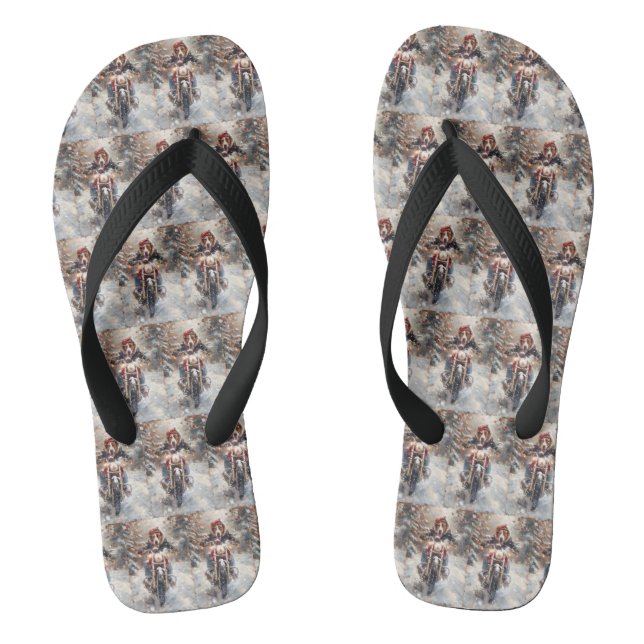 American English Foxhound Riding Bike Weihnachten Flip Flops (Fußbett)