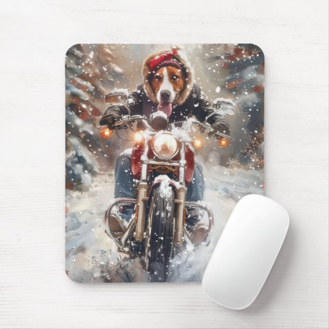 American English Foxhound Riding Bike Weihnachten Mousepad (Mit Mouse)