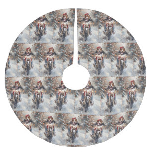 American English Foxhound Riding Bike Weihnachten Polyester Weihnachtsbaumdecke