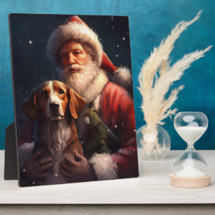 American English Foxhound Santa Claus Weihnachten Fotoplatte