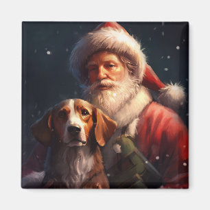 American English Foxhound Santa Claus Weihnachten Magnet
