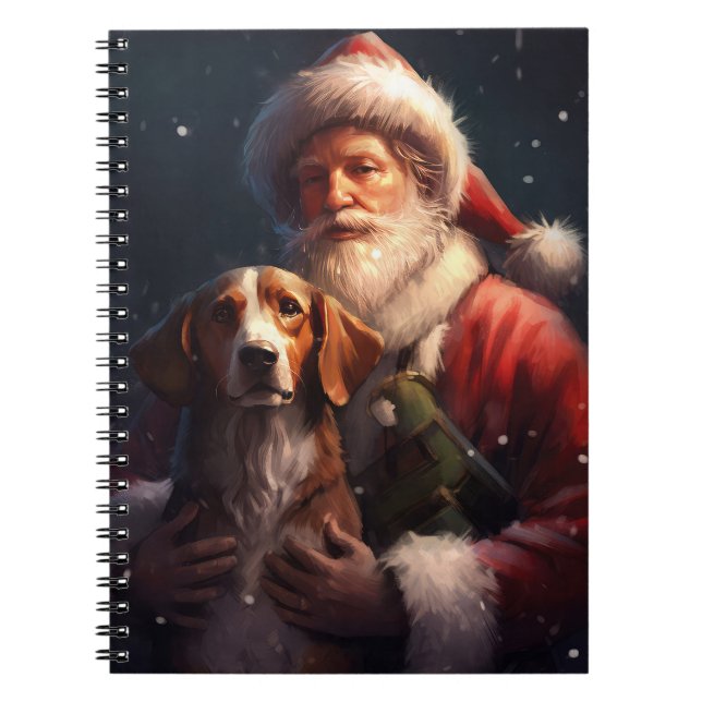 American English Foxhound Santa Claus Weihnachten Notizblock (Vorderseite)