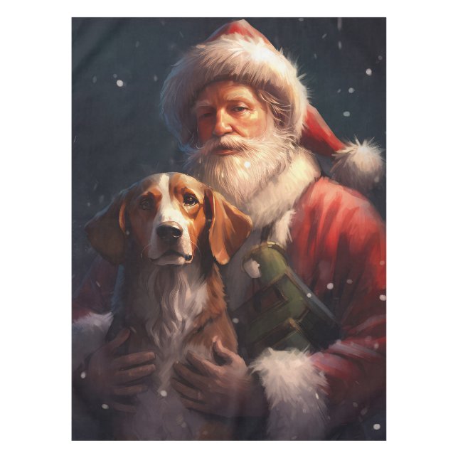 American English Foxhound Santa Claus Weihnachten Tischdecke (Vorderseite)