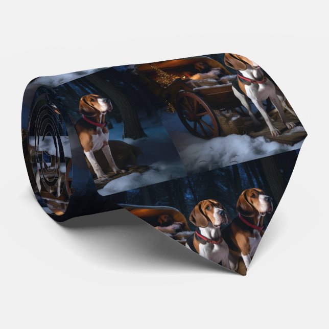 American English Foxhound Snowy Sleigh Weihnachten Krawatte (Gerollt)