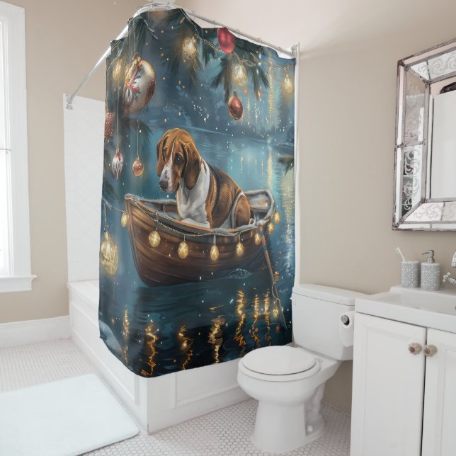 American English Foxhound Weihnachtsfest Reise Duschvorhang (Beispiel)