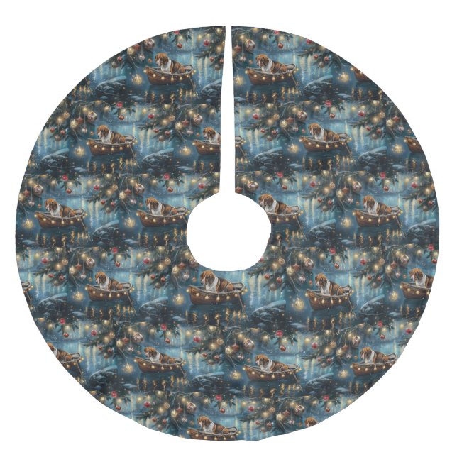 American English Foxhound Weihnachtsfest Reise Polyester Weihnachtsbaumdecke (Vorderseite)