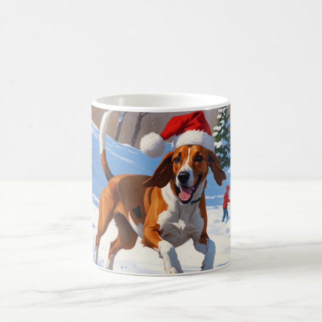 American English Foxhound Weihnachtsfest Schnee Kaffeetasse (Mittel)