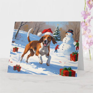 American English Foxhound Weihnachtsfest Schnee Karte