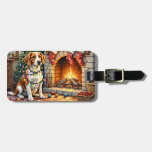 American English Foxhound Weihnachtslichter Gepäckanhänger