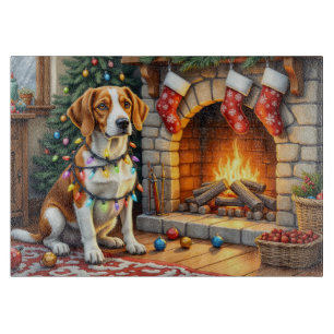 American English Foxhound Weihnachtslichter Schneidebrett