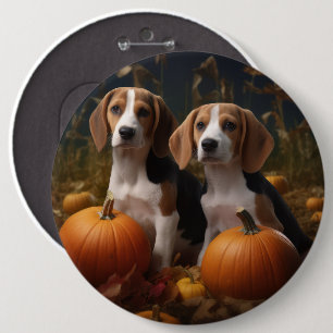American English Foxhound Welpe Herbstfreude Button