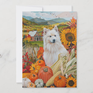 American Eskimo Autumn Harvest Erntedank Dog Feiertagskarte