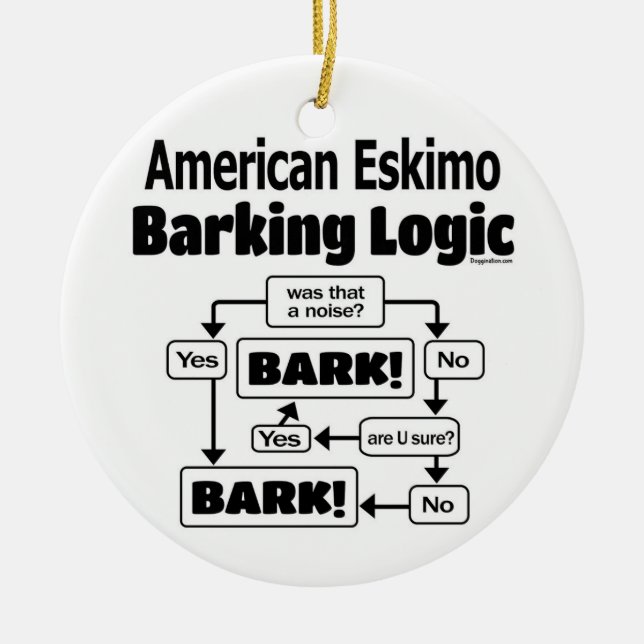 American Eskimo Barking Logic Keramik Ornament (Vorne)