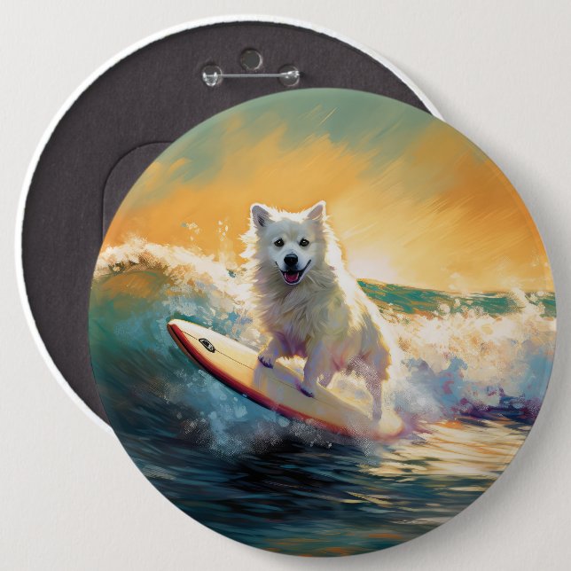 American Eskimo Beach Surfmalerei Button (Vorne & Hinten)