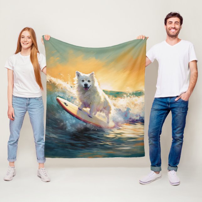 American Eskimo Beach Surfmalerei Fleecedecke (Beispiel)