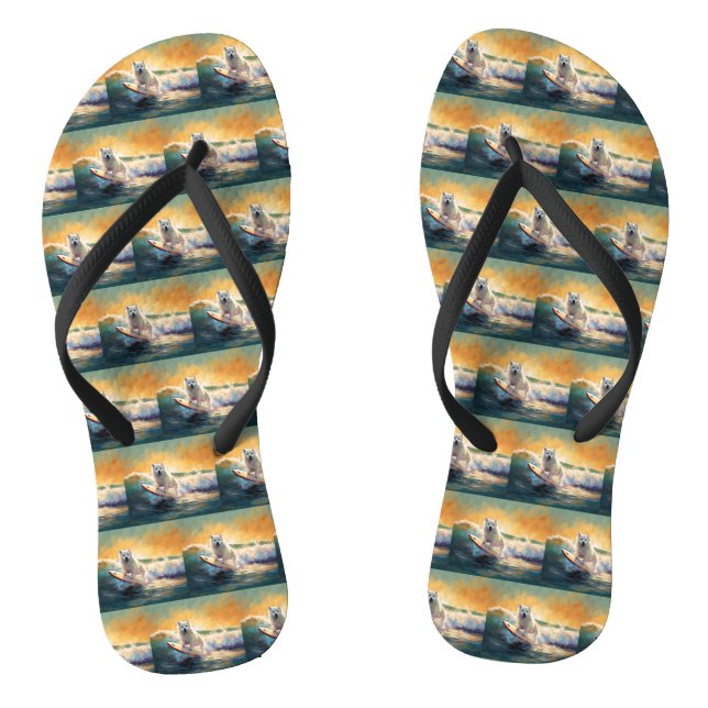 American Eskimo Beach Surfmalerei Flip Flops (Fußbett)