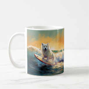 American Eskimo Beach Surfmalerei Kaffeetasse
