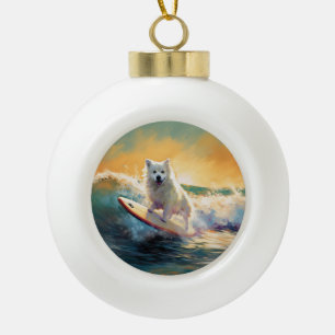 American Eskimo Beach Surfmalerei Keramik Kugel-Ornament