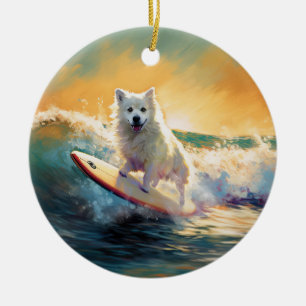 American Eskimo Beach Surfmalerei Keramik Ornament
