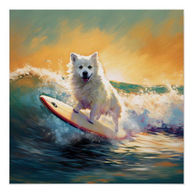 American Eskimo Beach Surfmalerei Poster (Vorderseite)