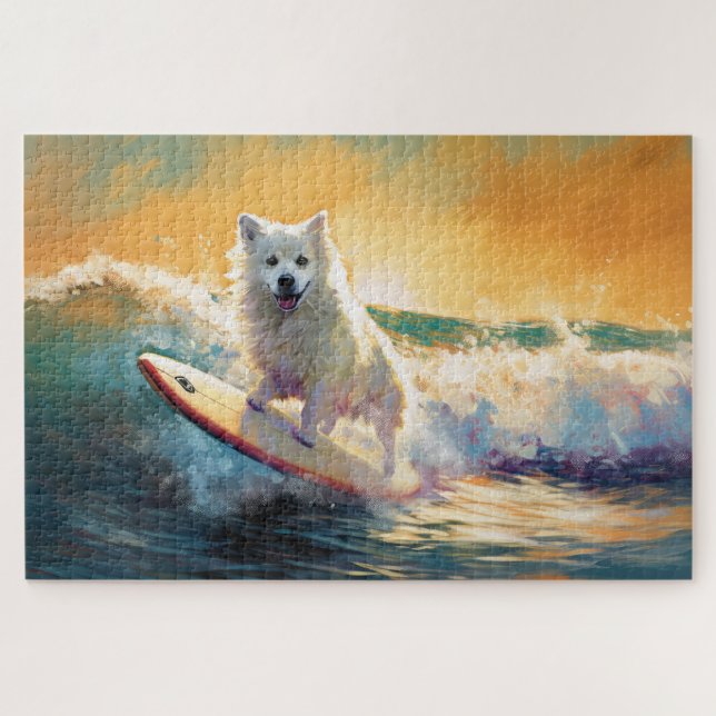 American Eskimo Beach Surfmalerei Puzzle (Horizontal)