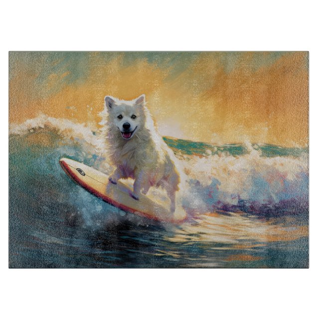 American Eskimo Beach Surfmalerei Schneidebrett (Vorderseite)