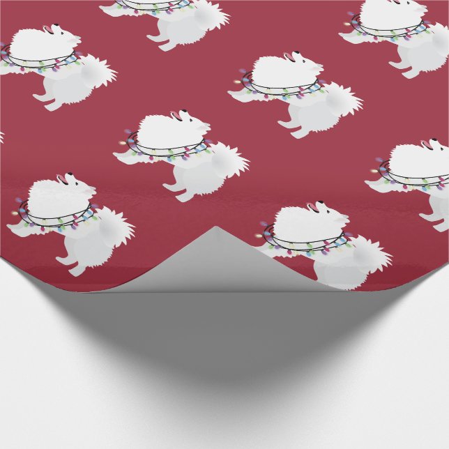 American Eskimo Christmas Design Geschenkpapier (Ecke)