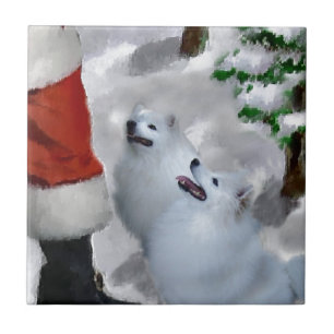 American Eskimo Christmas Fliese
