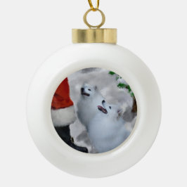 American Eskimo Christmas Keramik Kugel-Ornament