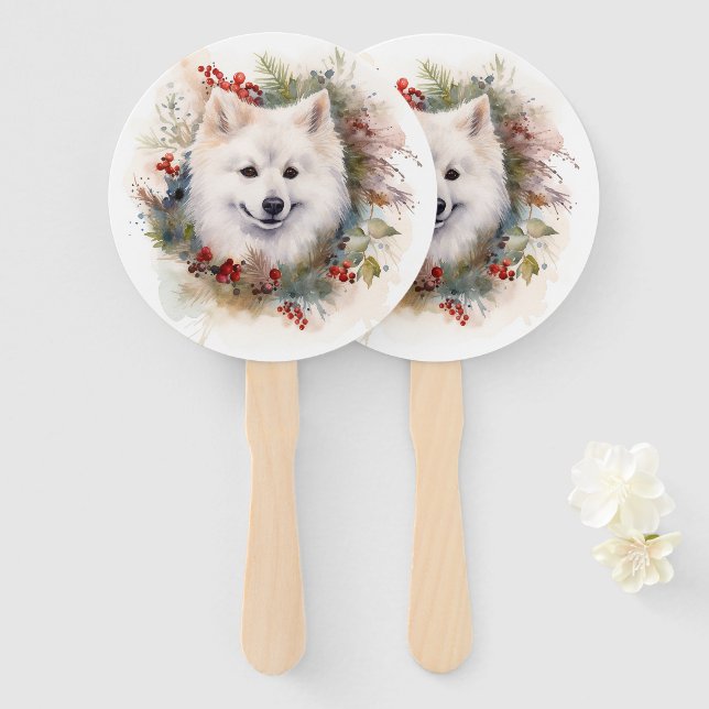 American Eskimo Christmas Wreath Festivals Fächer (Vorne und Hinten)