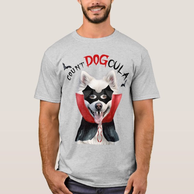 American Eskimo Count DOGcula Funny Dog Lover T-Shirt (Vorderseite)