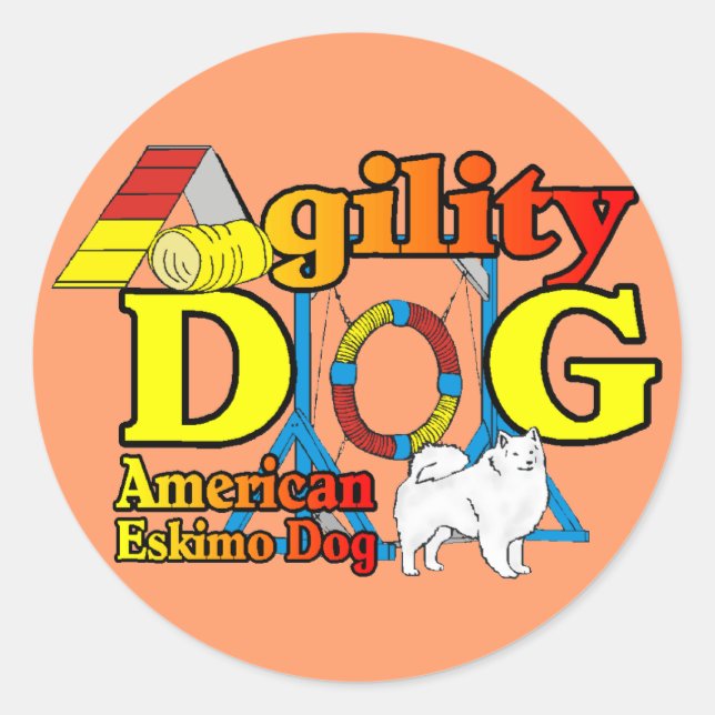 American Eskimo Dog Agility Geschenke Runder Aufkleber (Vorderseite)