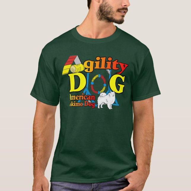 American Eskimo Dog Agility Geschenke T-Shirt (Vorderseite)