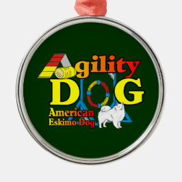 American Eskimo Dog Agility Silbernes Ornament