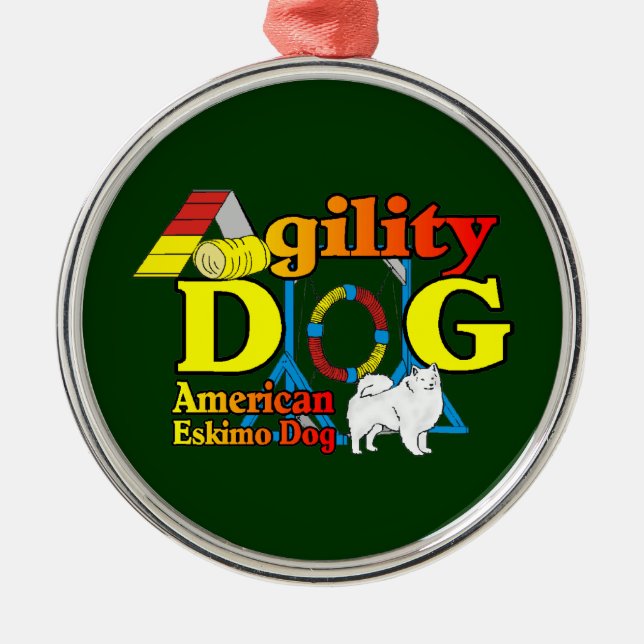 American Eskimo Dog Agility Silbernes Ornament (Vorne)