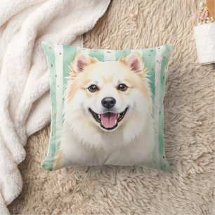 American Eskimo Dog Aquarell-Mint-Stern-Kunst Kissen