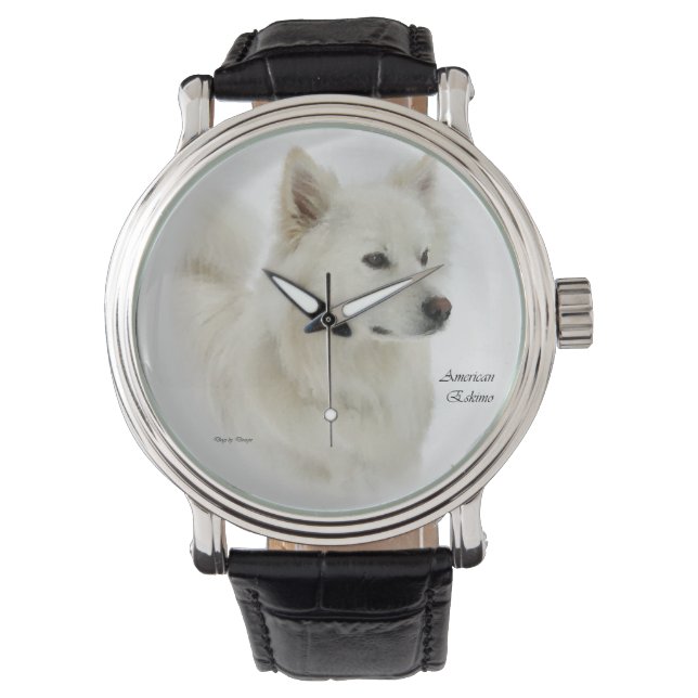 American Eskimo Dog Art Armbanduhr (Vorderseite)