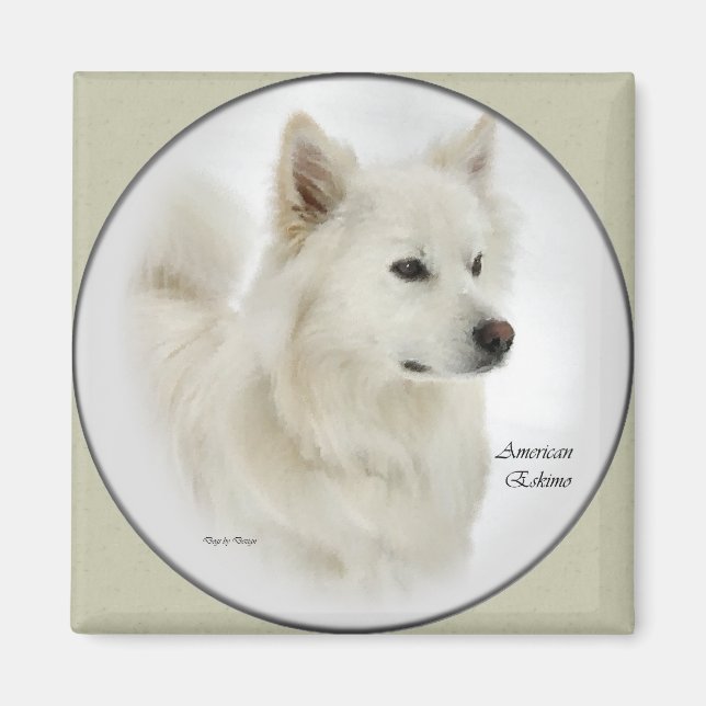American Eskimo Dog Art Geschenke Magnet (Vorne)