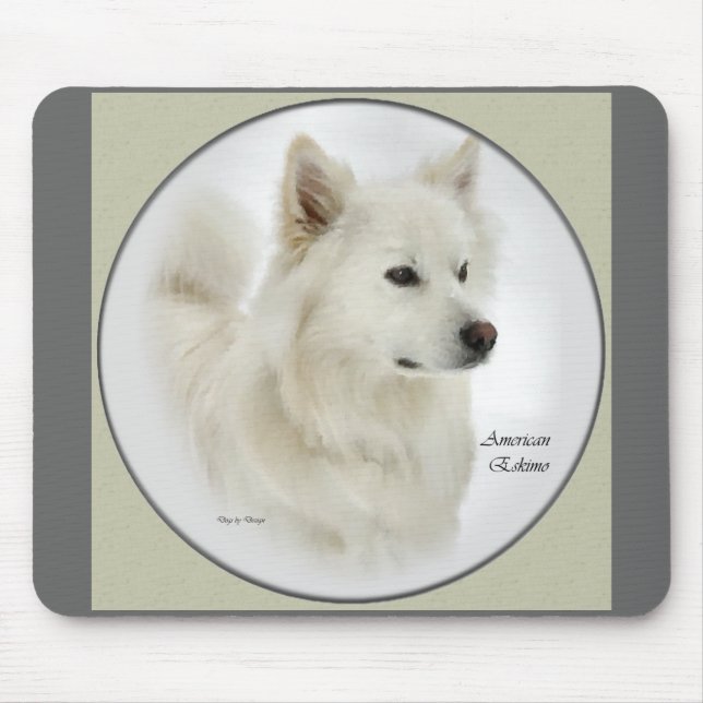 American Eskimo Dog Art Geschenke Mousepad (Vorne)