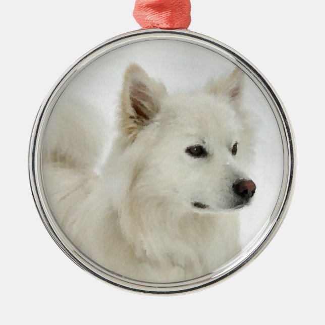 American Eskimo Dog Art Silbernes Ornament (Vorne)