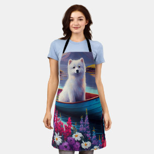 American Eskimo Dog auf dem Paddel: Ein landschaft Schürze