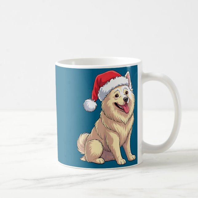 American Eskimo Dog Christmas Santa Hat Pet Dog Lo Kaffeetasse (Rechts)